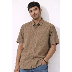 Sitka Gear Short Sleeve Hemp Blend Button Up Shirt Brown Outdoor Casual L